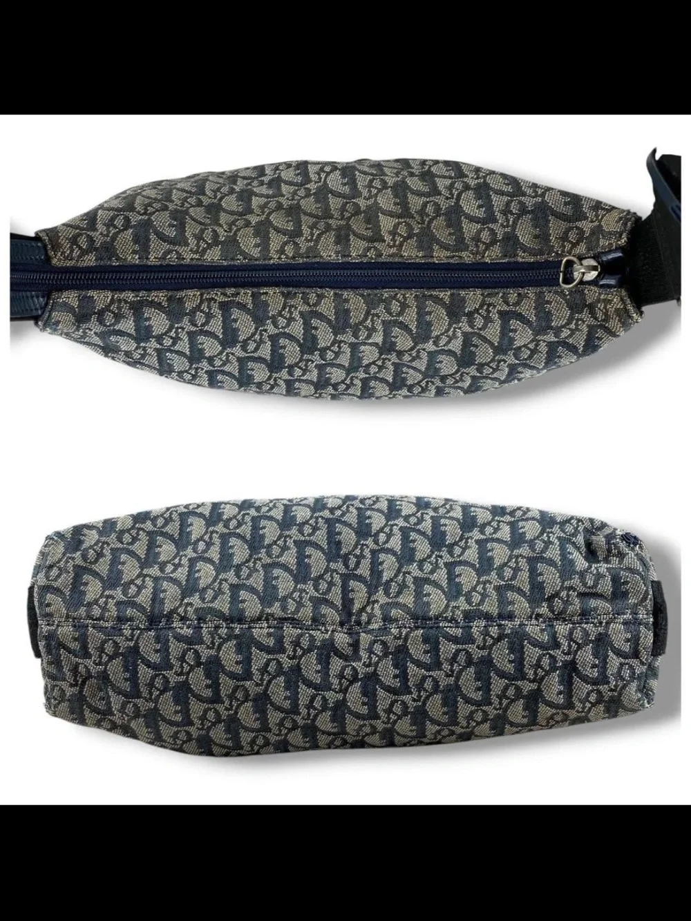 Dior Navy and Beige Oblique Canvas Messenger Bag